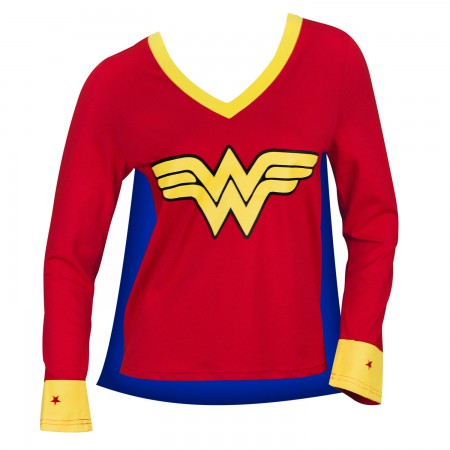 Wonder Woman Juniors Red Caped Varsity T-Shirt
