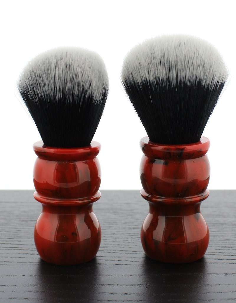 Yaqi Red Marble Handle Tuxedo Synthetic Shaving Brushes