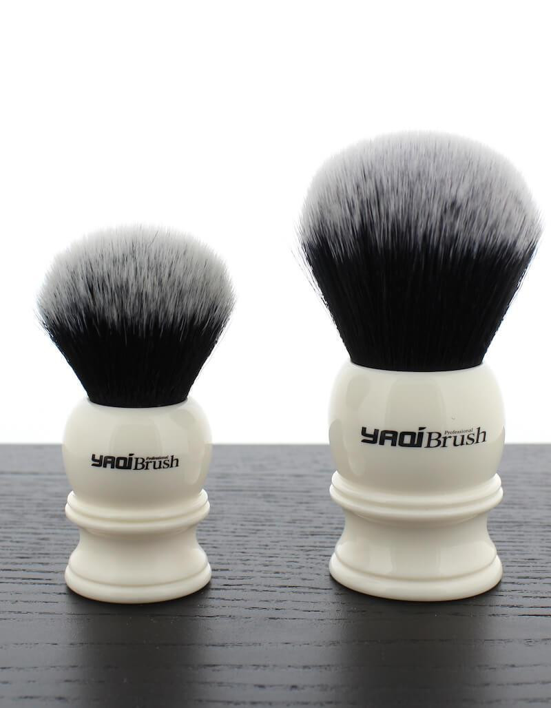Product image 3 for Yaqi White Handle Synthetic Shaving Brushes, Tuxedo Knot