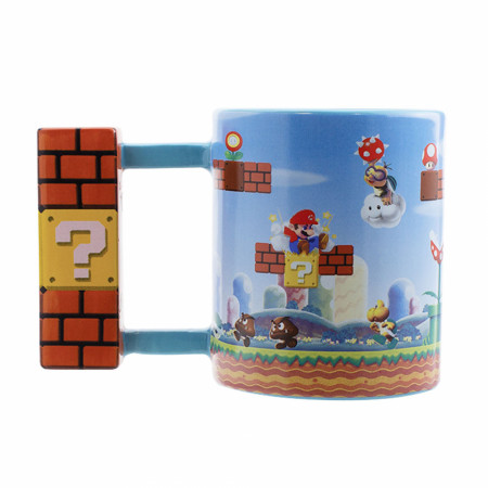 Super Mario Bros. Brick and ? Block Shaped Handle 18oz Ceramic Mug