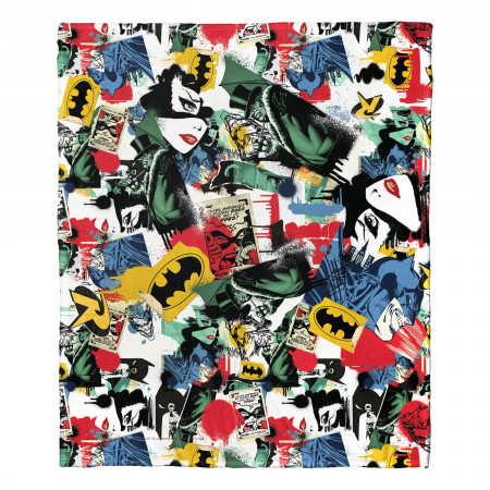 Batman Sticker Collage Silk Touch Throw Blanket 50" x 60"