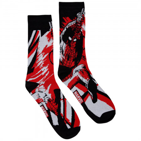 Spider-Man Swinging Black and Red Socks 2-Pair Pack