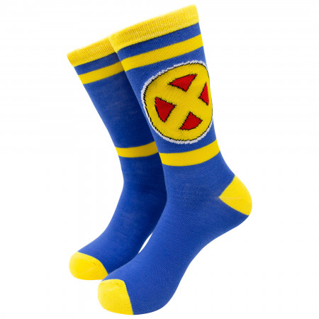 X-Men Yellow and Blue Symbol Crew Socks