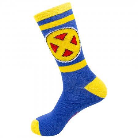 X-Men Yellow and Blue Symbol Crew Socks