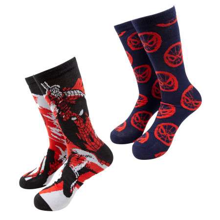 Spider-Man Swinging Black and Red Socks 2-Pair Pack