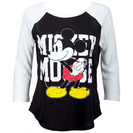 Mickey Mouse Women's Black Baseball T-Shirt