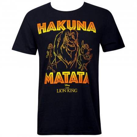 Lion King Hakuna Matata Outline Men's Black T-Shirt