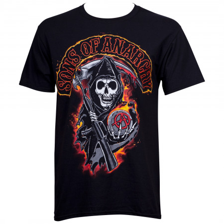 Sons of Anarchy Reaper in Flames Men’s Black T-Shirt