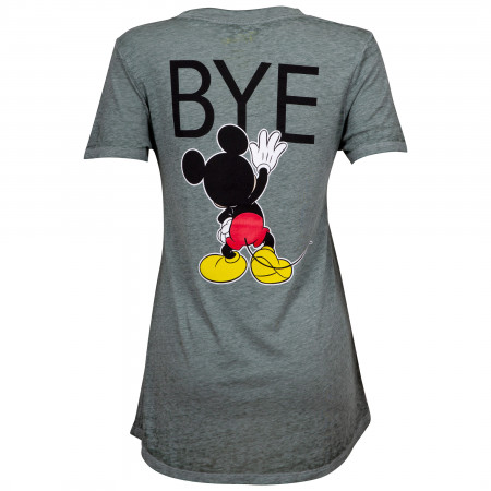 Mickey Mouse Hi Bye Juniors Fitted Grey T-Shirt