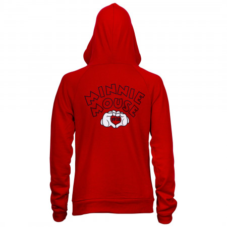 Minnie Mouse Heart Red Juniors Fitted Hoodie