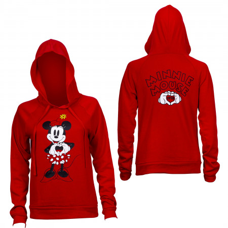 Minnie Mouse Heart Red Juniors Fitted Hoodie