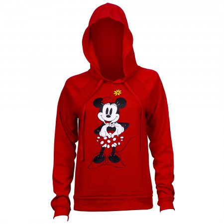 Minnie Mouse Heart Red Juniors Fitted Hoodie