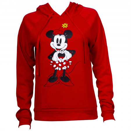 Minnie Mouse Heart Red Juniors Fitted Hoodie