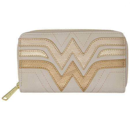 Wonder Woman Golden Faux Leather Zip Around Wallet