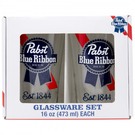 Pabst Blue Ribbon Est. 1844 2-Piece Pub Pint Glass Set