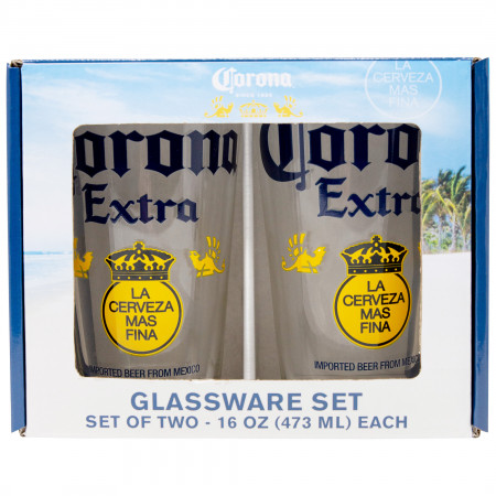 Corona Extra Color Block 2-Piece Pub Pint Glass Set