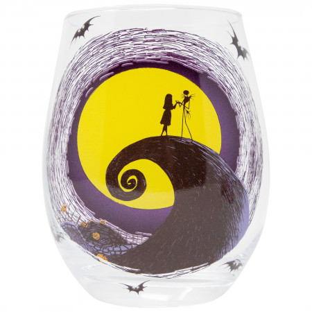 Nightmare Before Christmas Jack And Sally Moon Scene Stemless Glass