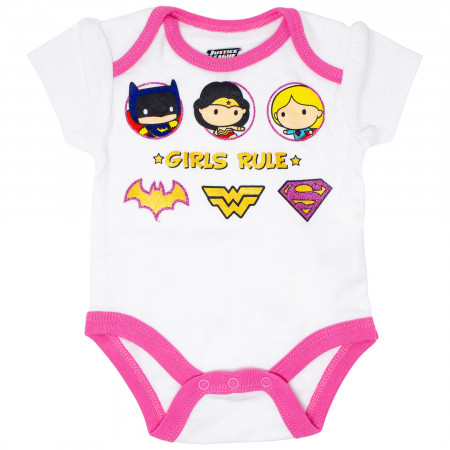 Justice League Girls Rule 5 Piece Infant Snapsuit Set