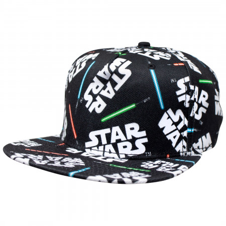 Star Wars All Over Lightsaber Print Snapback Hat