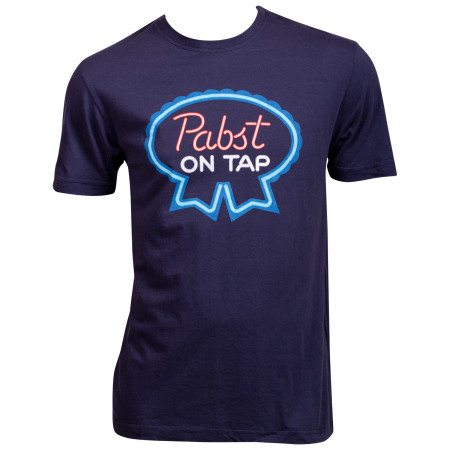 Pabst Blue Ribbon Beer PBR On Tap Blue T-Shirt