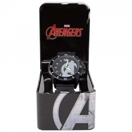 Avengers Silver Symbol Watch with Rubber Wristband