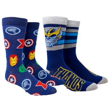 Avengers and Thanos Crew Sock 2-Pack