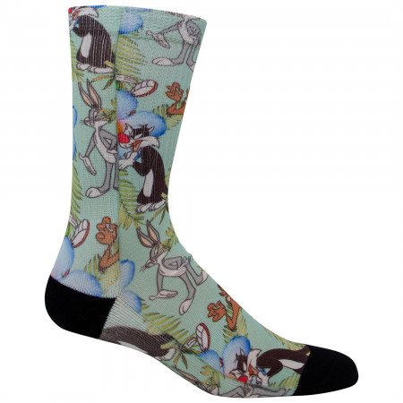 Looney Tunes Floral Sublimated Crew Socks