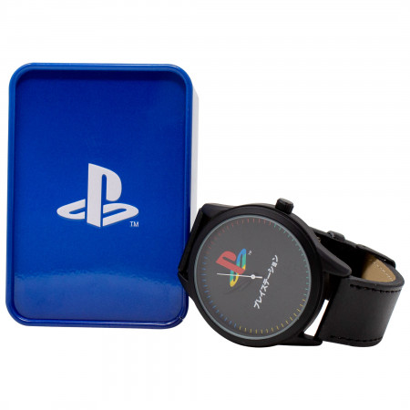 PlayStation Symbol Watch with Faux Leather Strap