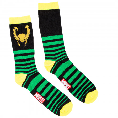 Loki Helmet Striped Crew Socks