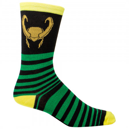 Loki Helmet Striped Crew Socks