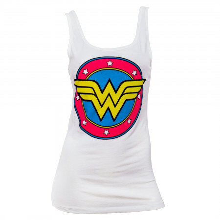 Wonder Women Comic Logo White Womens Tank Top
