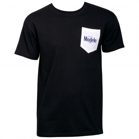 Modelo Cerveza Front and Back Print Pocket T-Shirt
