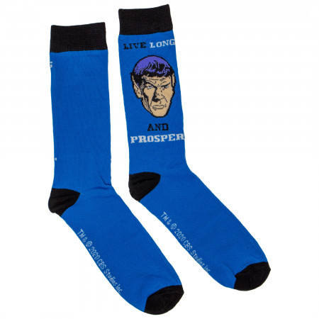 Star Trek Spock Live Long and Prosper and Logo 2-Pair Pack of Casual Crew Socks