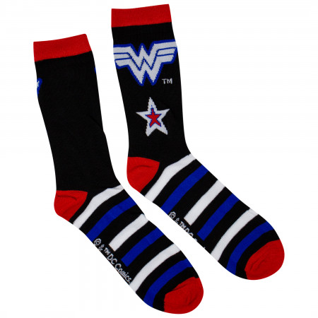 Wonder Woman Stars and Stripes 2-Pack Casual Crew Socks