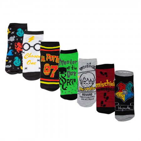 Harry Potter Chibi Sock of the Week Assorted Women's Shorties Socks 7-Pair Box Set
