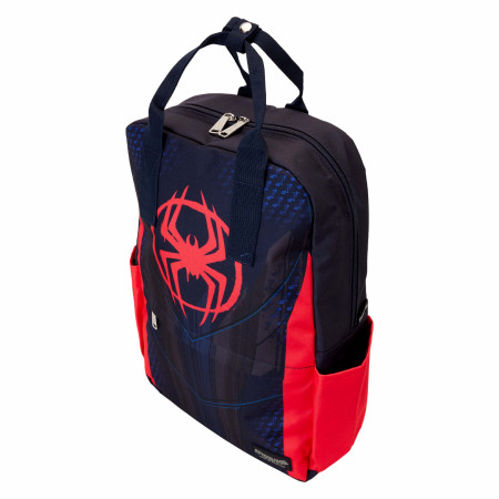 Spider-Verse Miles Morales Logo Full Size Nylon Backpack By Loungefly