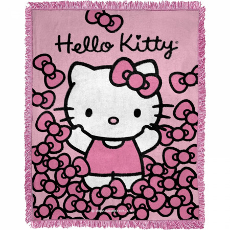 Hello Kitty More Bows 46"x60" Woven Throw w/ Tassels
