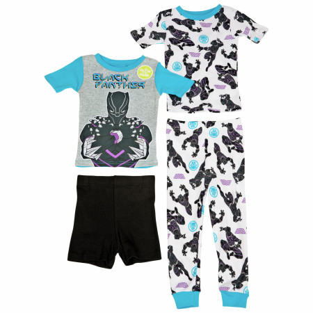 Black Panther 4-Piece Youth Glow In The Dark Shirt and Pants Set