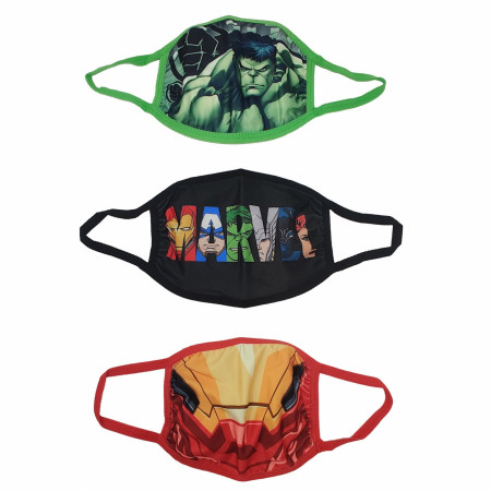Marvel Avengers Team Characters 3-Pack of Kids Face Masks
