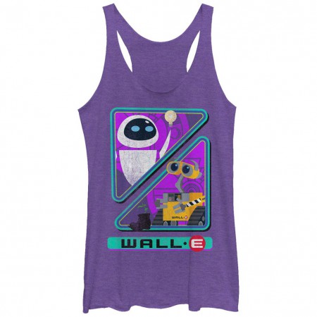 Disney Pixar Wall E Walle And Eve Purple Juniors Racerback Tank Top