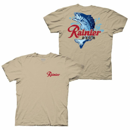 Rainier Beer Catching Fish Front and Back Print T-Shirt
