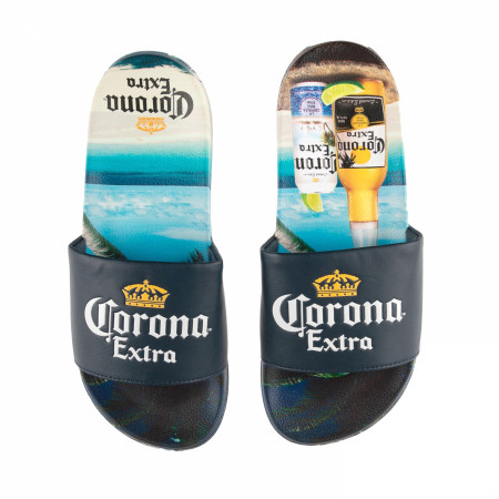 Corona Extra Logo Beach Scene Men's Slide Sandals