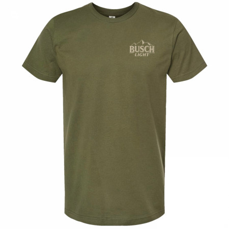 Busch Light Fishing with Friends Olive Front Back Print T-Shirt