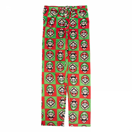 Super Mario Bros. Mario and Luigi Checkered Sleep Pants