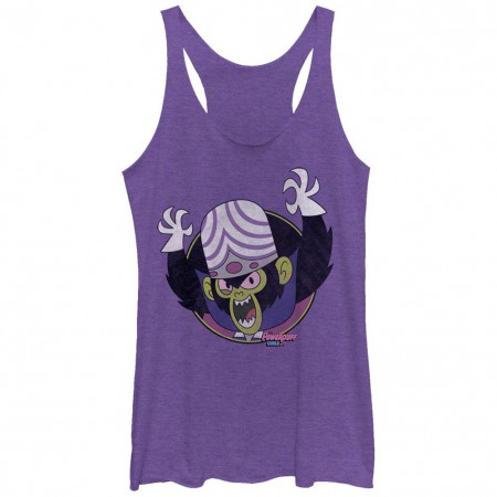 Power Puff Girls Mojo Jojo Circle Purple Juniors Racerback Tank Top
