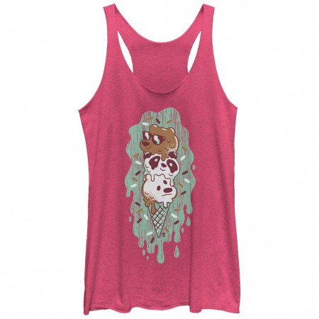 We Bare Bears Green Ice Cream Pink Juniors Racerback Tank Top