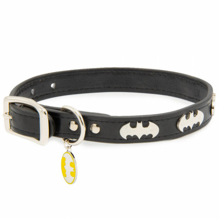 Batman with Bat Symbol  & Metal Charm 0.75" Wide Dog Collar