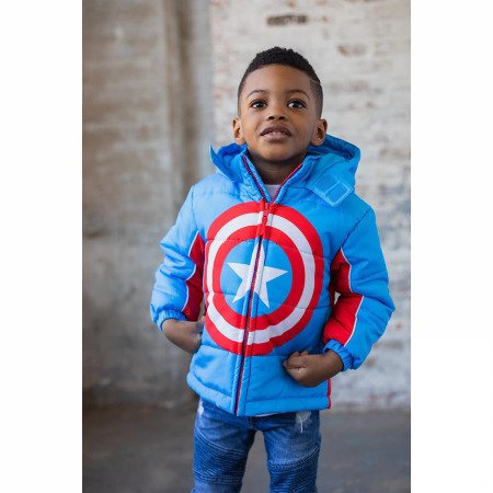 Captain America Shield Logo Puffy Kids Youth Jacket