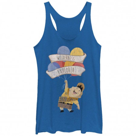 Disney Pixar Up Wilderness Explorer Blue Juniors Racerback Tank Top