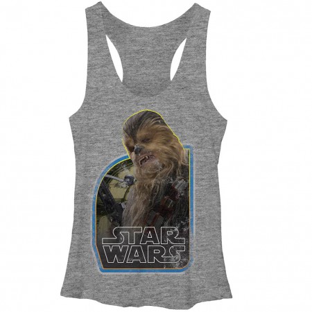 Star Wars Episode 7 The Wookie Gray Juniors Racerback Tank Top